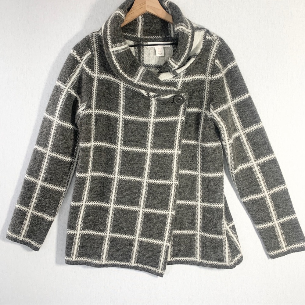 Ellen Tracy Wool Blend Cardigan Wrap Sweater Gray